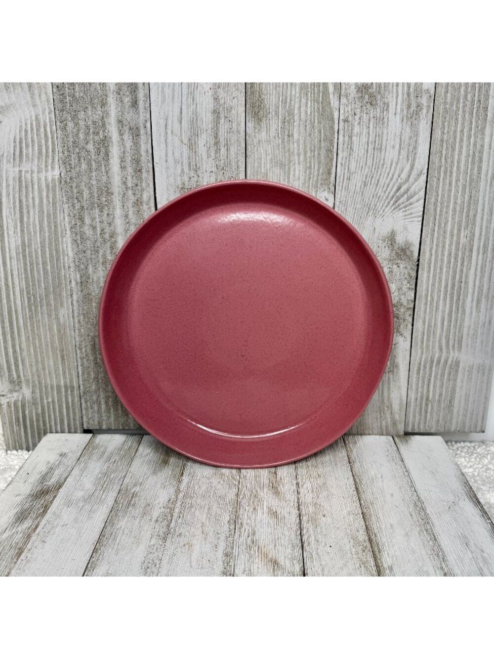 Vintage Frankoma Pottery Pie Serving Plate Dusty Rose Glaze